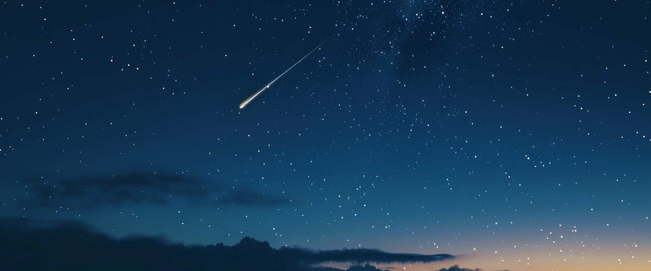 A single meteor in a clear night sky, symbolizing sudden flashes of inspiration and ideas. --ar 3:2 Job ID: 50caa8ef-5c73-47ac-8246-92783609cdcd